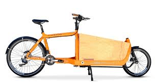 An orange cargo bike.